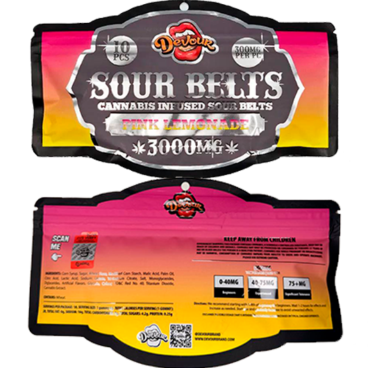 Devour Sour Belts Pink Lemonade